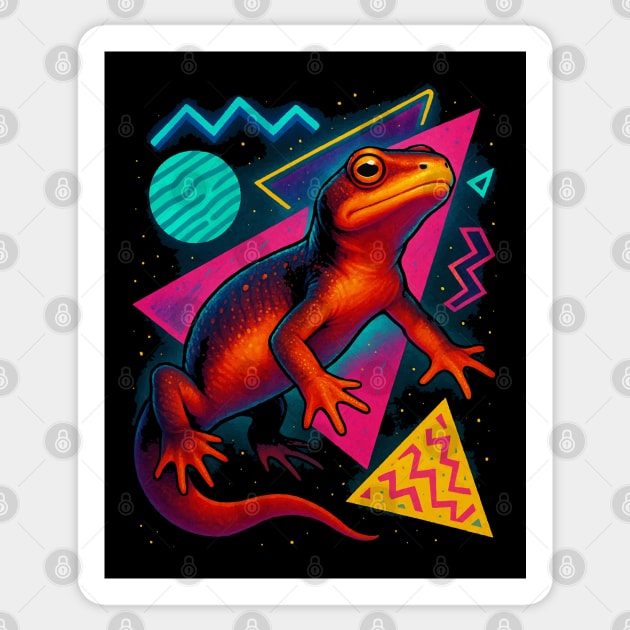 Retro Neon Rough-skinned Newt Sticker by Reptiq's Store